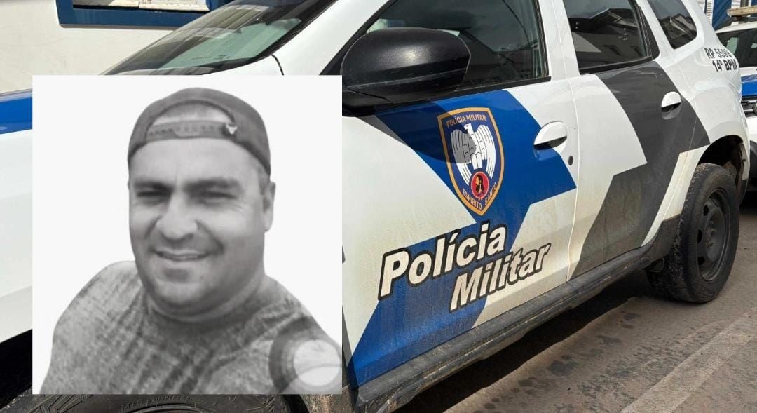 Viatura da Polícia Militar do Espírito Santo utilizada em ocorrência registrada na zona rural de Guaçuí, com foto do autor de crime.