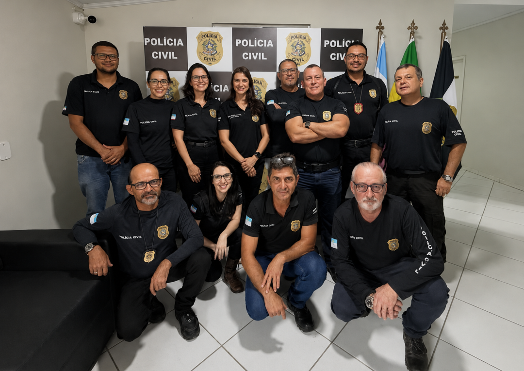 Profissionais da Divisão de Promoção Social da Polícia Civil realizam atividade do projeto DPS Itinerante com servidores das delegacias de Ibatiba e Iúna.