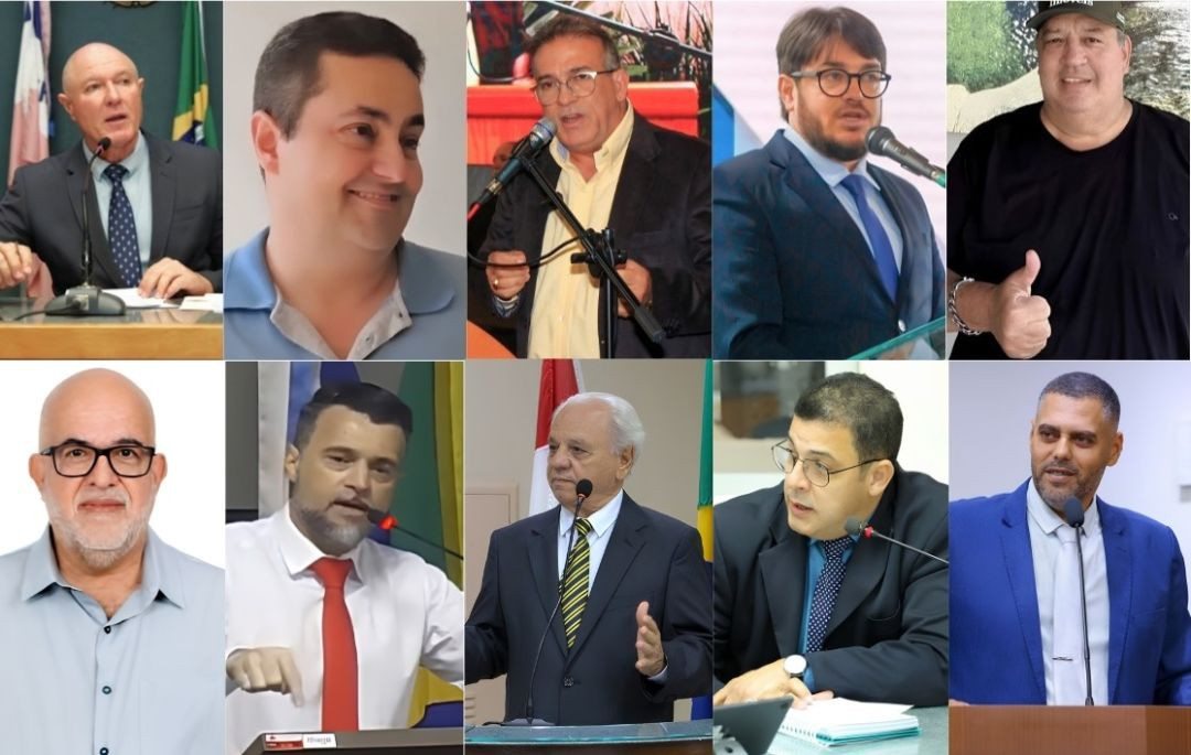 Montagem com dez fotografias dos candidatos da região do Caparaó Capixaba em diferentes ambientes, incluindo sessões legislativas, discursos em eventos e registros individuais.
